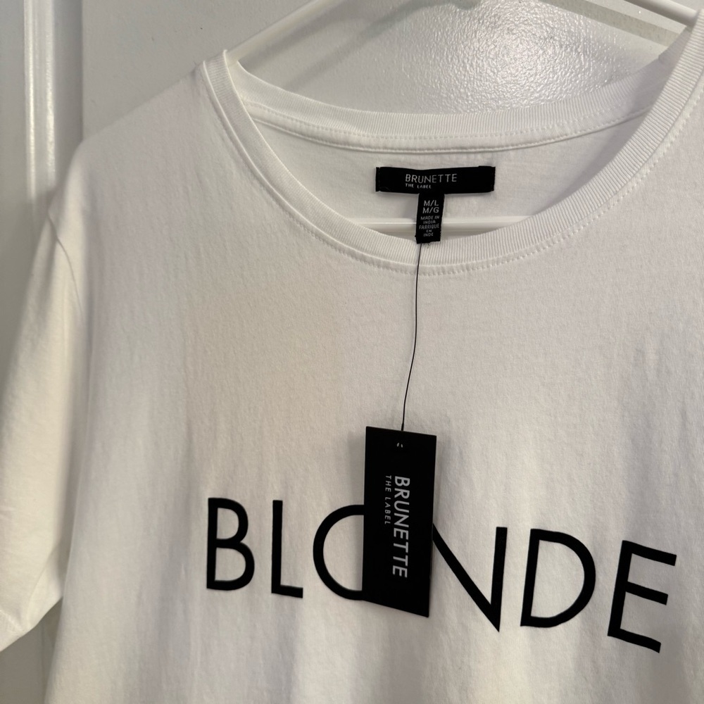 Brunette The Label “Blonde” Core Tee White Short Sleeve New W Tags — image 3 of 6
